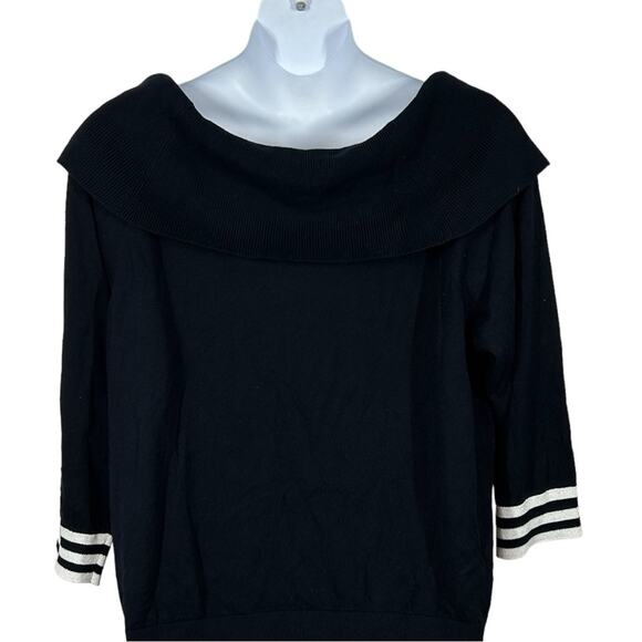 Tommy Hilfiger Plus Size 2X Navy Off Shoulder Sweater White Stripe NWT - Picture 6 of 11